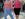 Two overweight women walk at the 61st Mo
