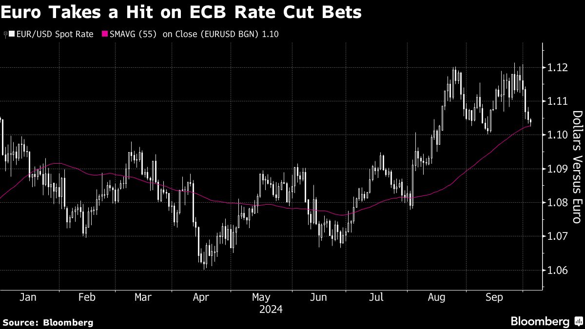 Euro Is Set for Worst Streak in Five Months on ECB Rate-Cut Bets