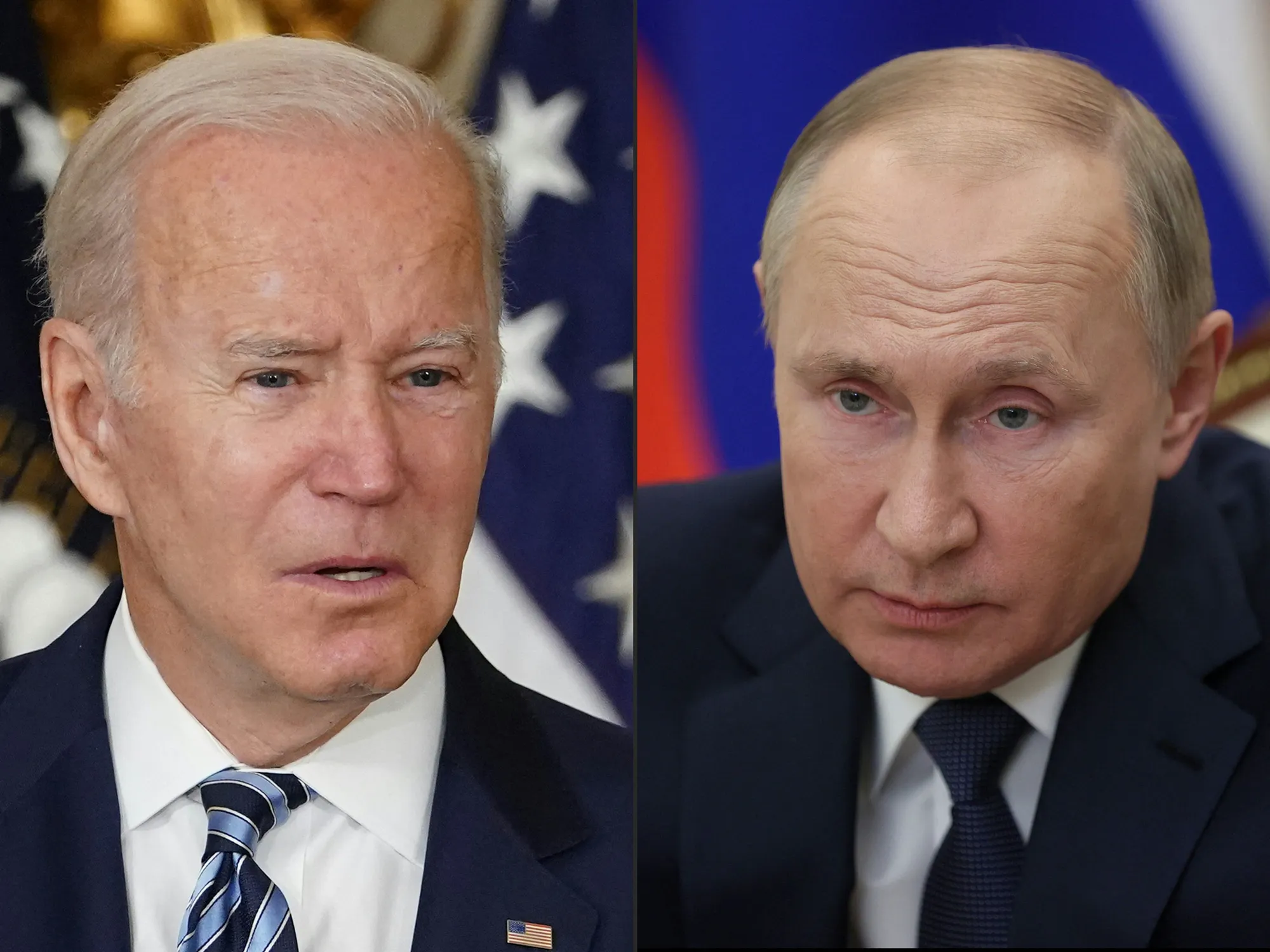 Presidents Joe Biden and Vladimir Putin