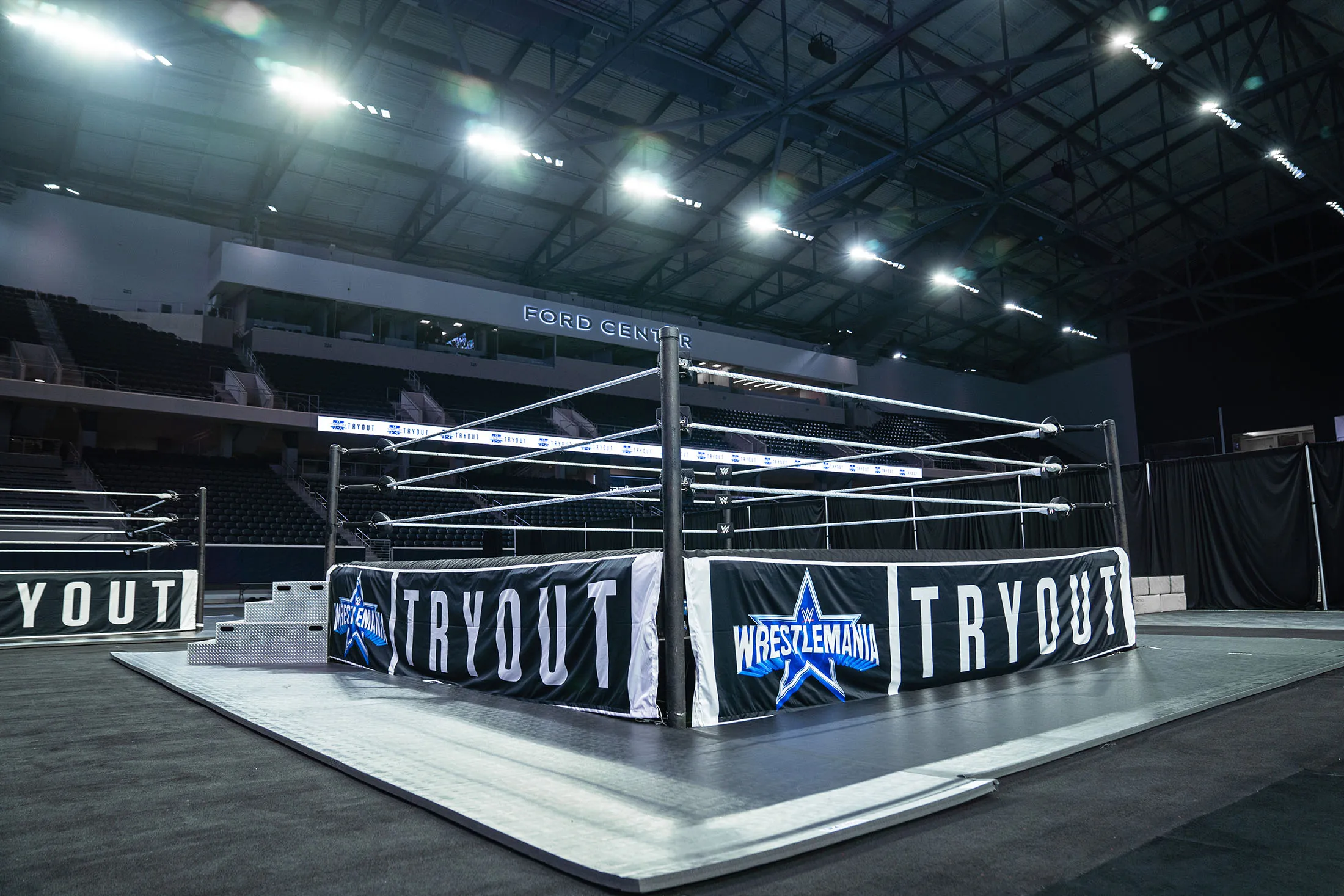 WWE tryout rings at Ford Center at The Star in Frisco, Texas.