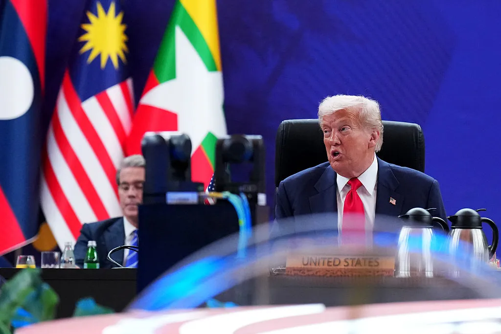 Donald Trump speaks during the 13th ASEAN-United States summit at Kuala Lumpur Convention Centre on Oct.&nbsp;26.