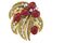 A coral and gold brooch.