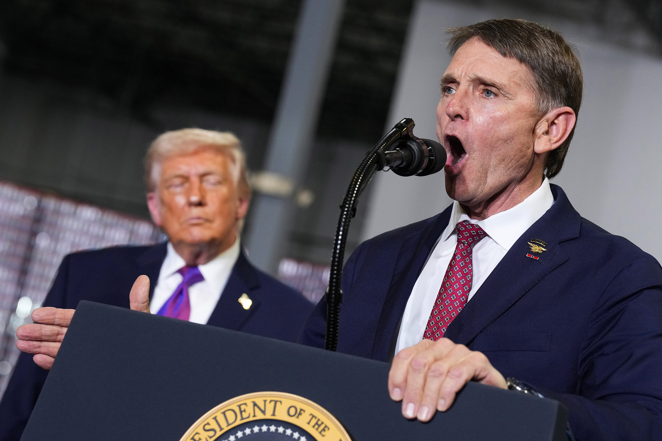 Gallrein speaks alongside Trump in Hebron, Kentucky, in March. Photographer: Andrew Harnik/Getty Images