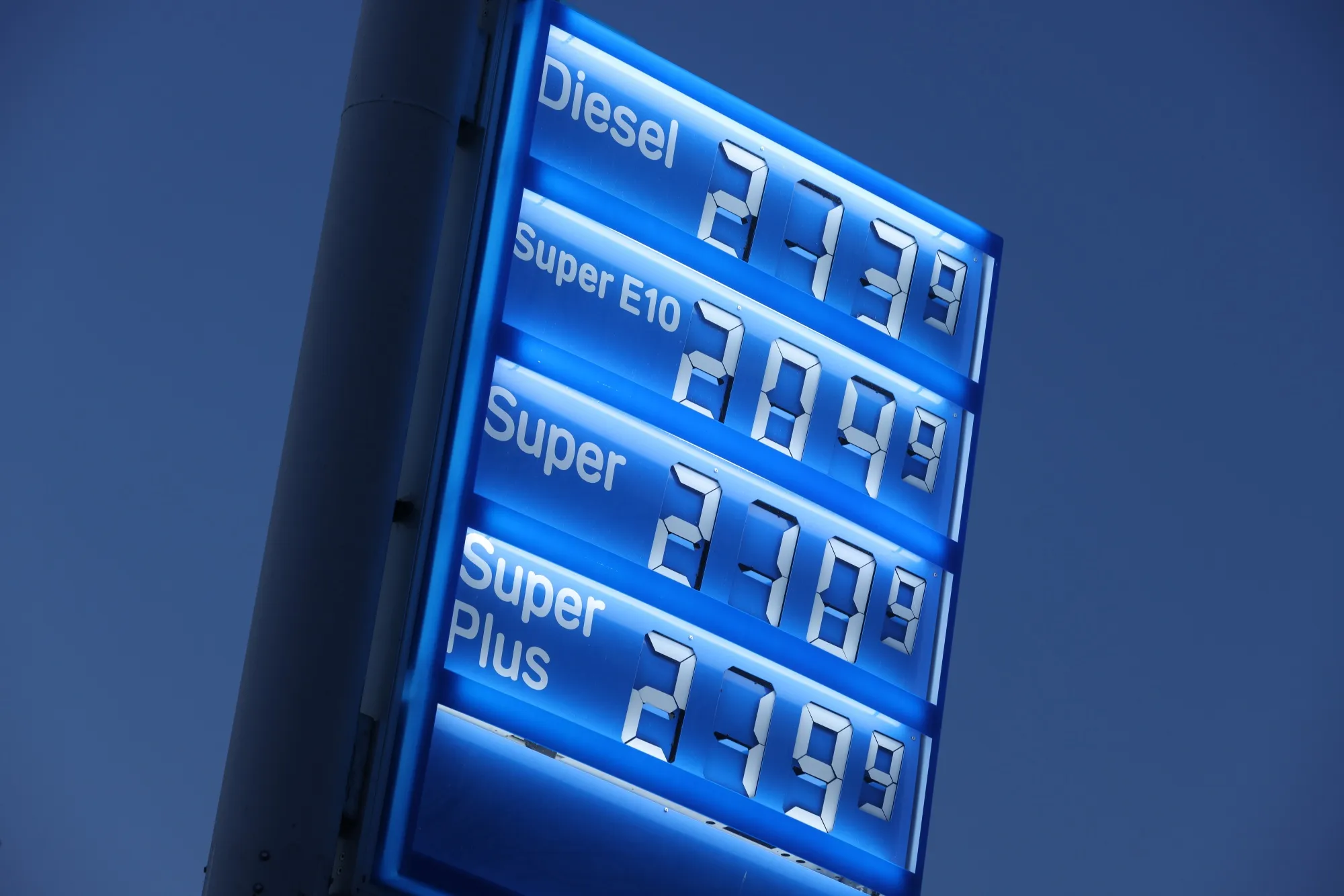 A prices board at a gas station in Berlin on March 21. 