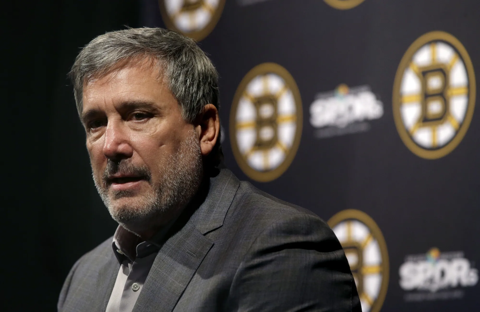 Boston Bruins President Cam Neely speaks to reporters during the hockey teams end-of-season news conference, Tuesday, June 18, 2019, in Boston. Neely said Monday, Nov. 7, 2022,  the team “dropped the ball" with its internal vetting of Mitchell Miller, ultimately leading to the decision to rescind its contract offer to the defenseman. (AP Photo/Steven Senne, File)