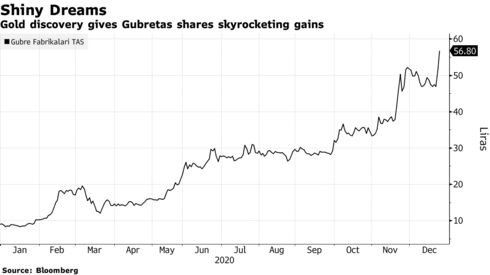 Gold discovery gives Gubretas shares skyrocketing gains