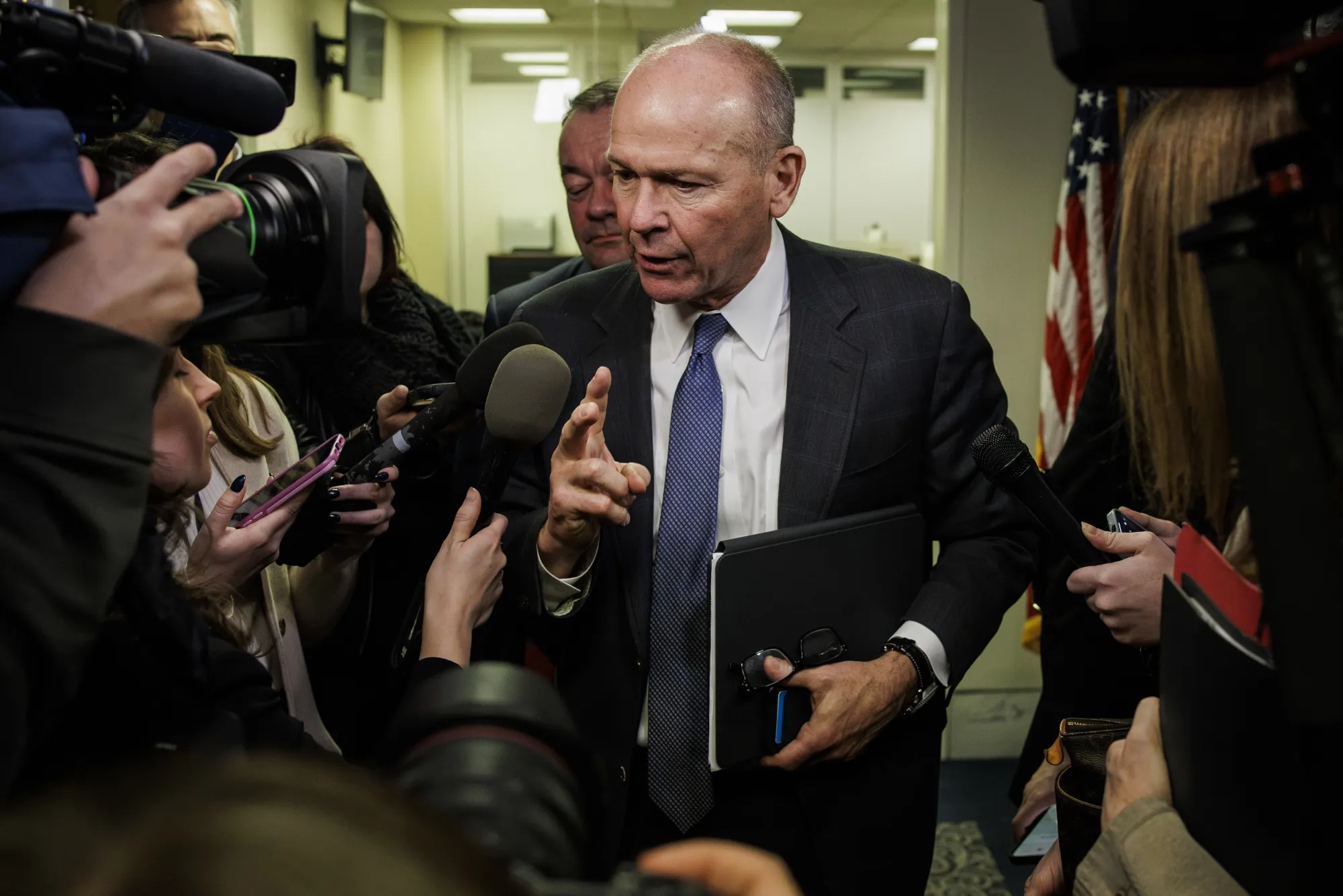 Boeing CEO Dave Calhoun on Capitol Hill in January.&nbsp;