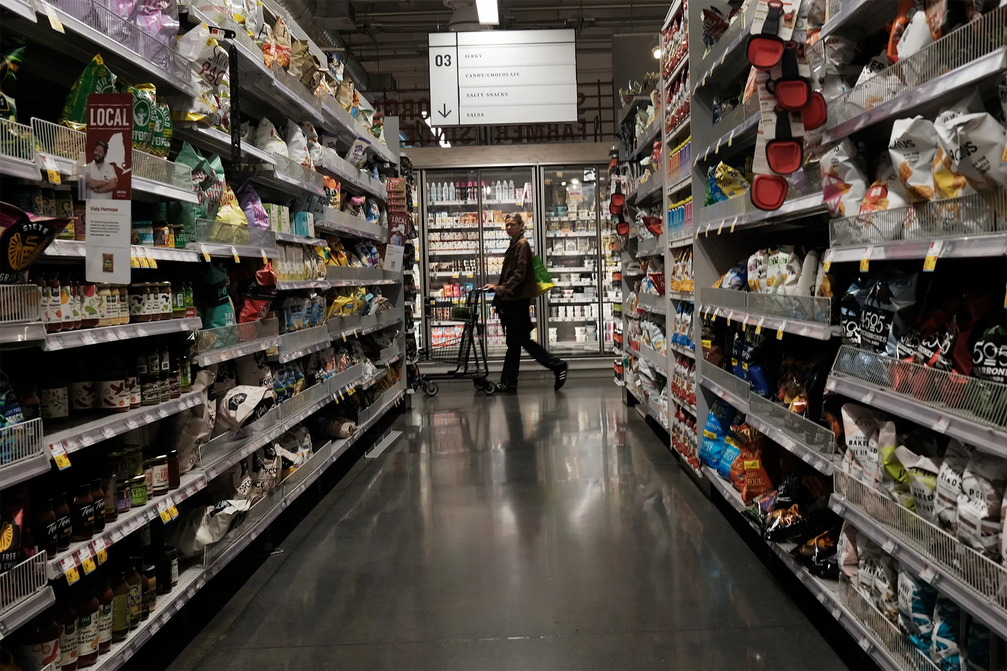 A shopper at a grocery store in New York City.&nbsp;