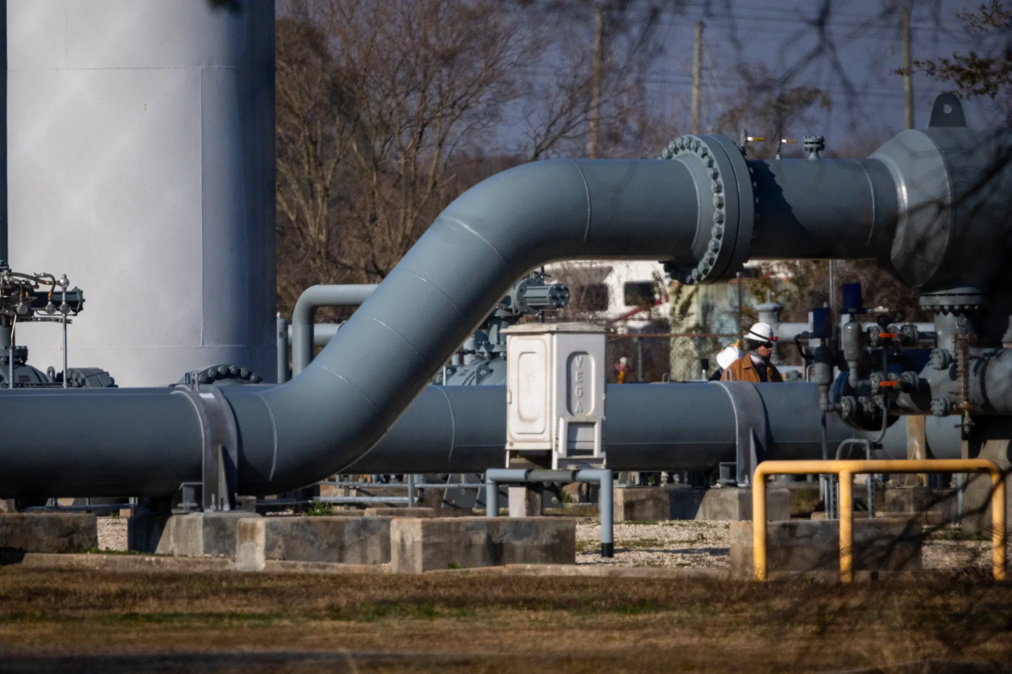 A gas compressor system at the Williams Transco gas pipeline in Houston, Texas.