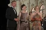 This image released by Focus Features shows Hugh Bonneville, from left, Elizabeth McGovern and Laura Carmichael in a scene from &quot;Downton Abbey: A New Era.&quot; (Ben Blackall/Focus Features via AP)