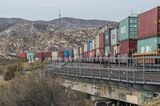 Freight Trains At Cajon Pass As Shipping Gridlock Stretches Supply Lines Thin