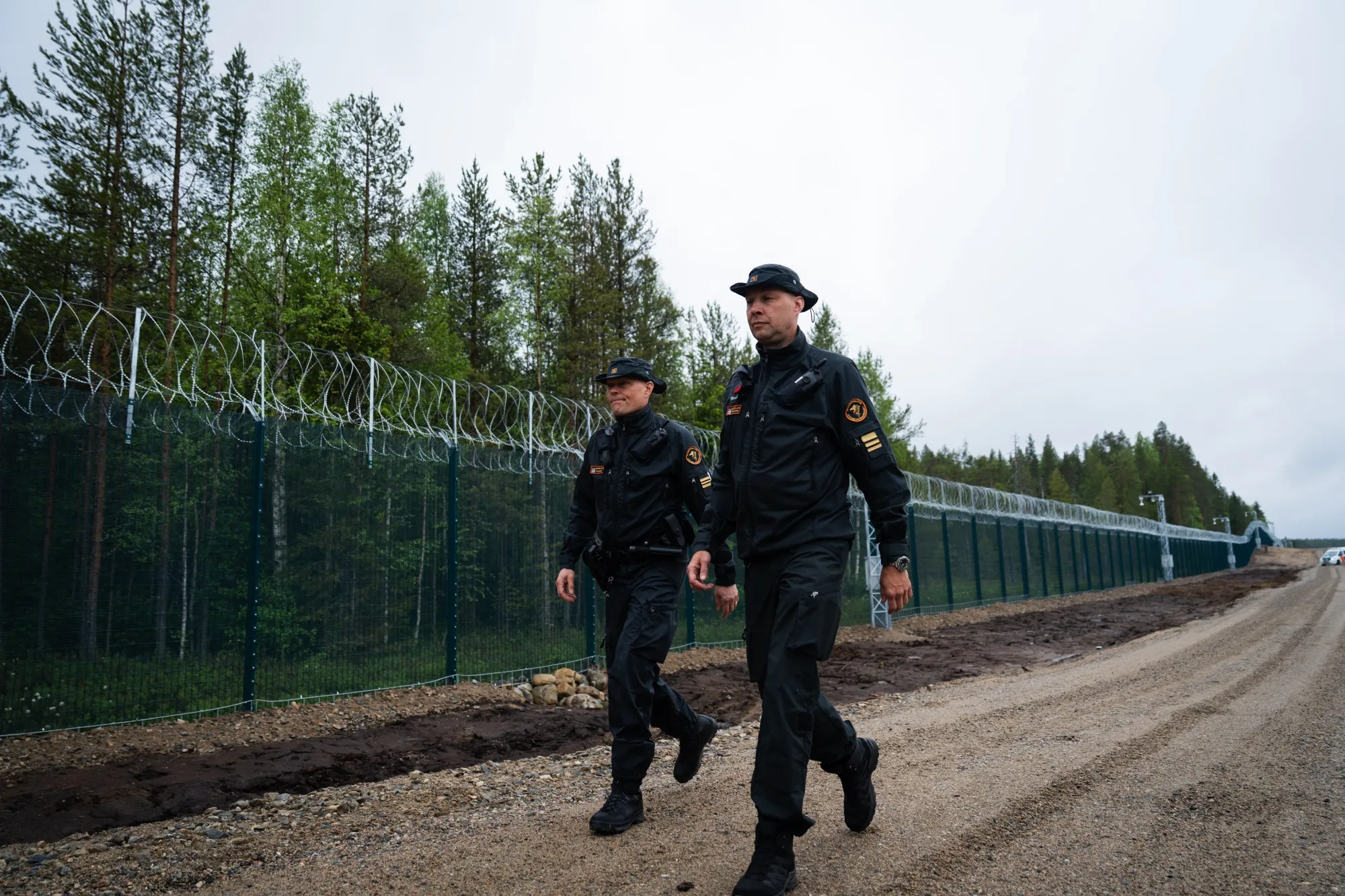 Newly ercted fencing&nbsp;at Finland’s border with Russia at the Vartius border crossing.