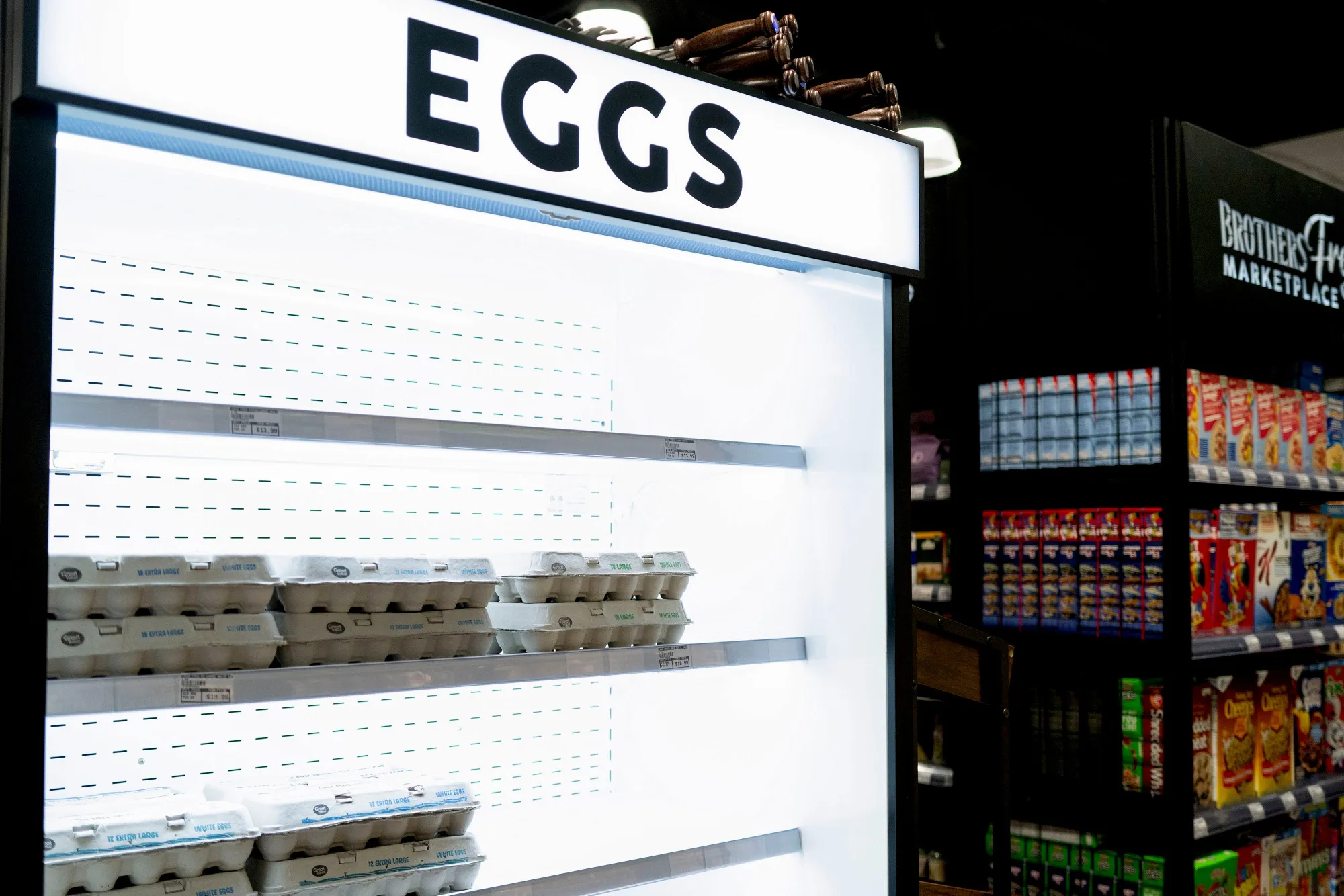 Eggs for sale at a grocery store