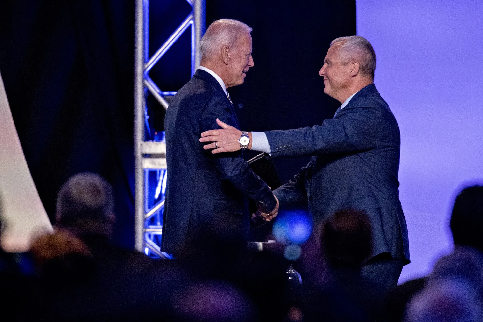 Joe Biden, left, and Lonnie Stephenson in 2019.