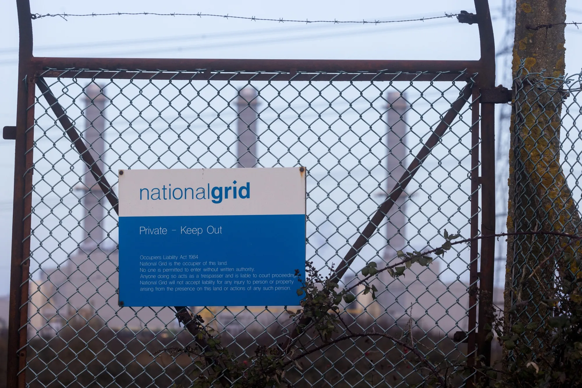 A National Grid Plc sign outside the gas-fired Grain power station, operated by Uniper SE, in the UK.