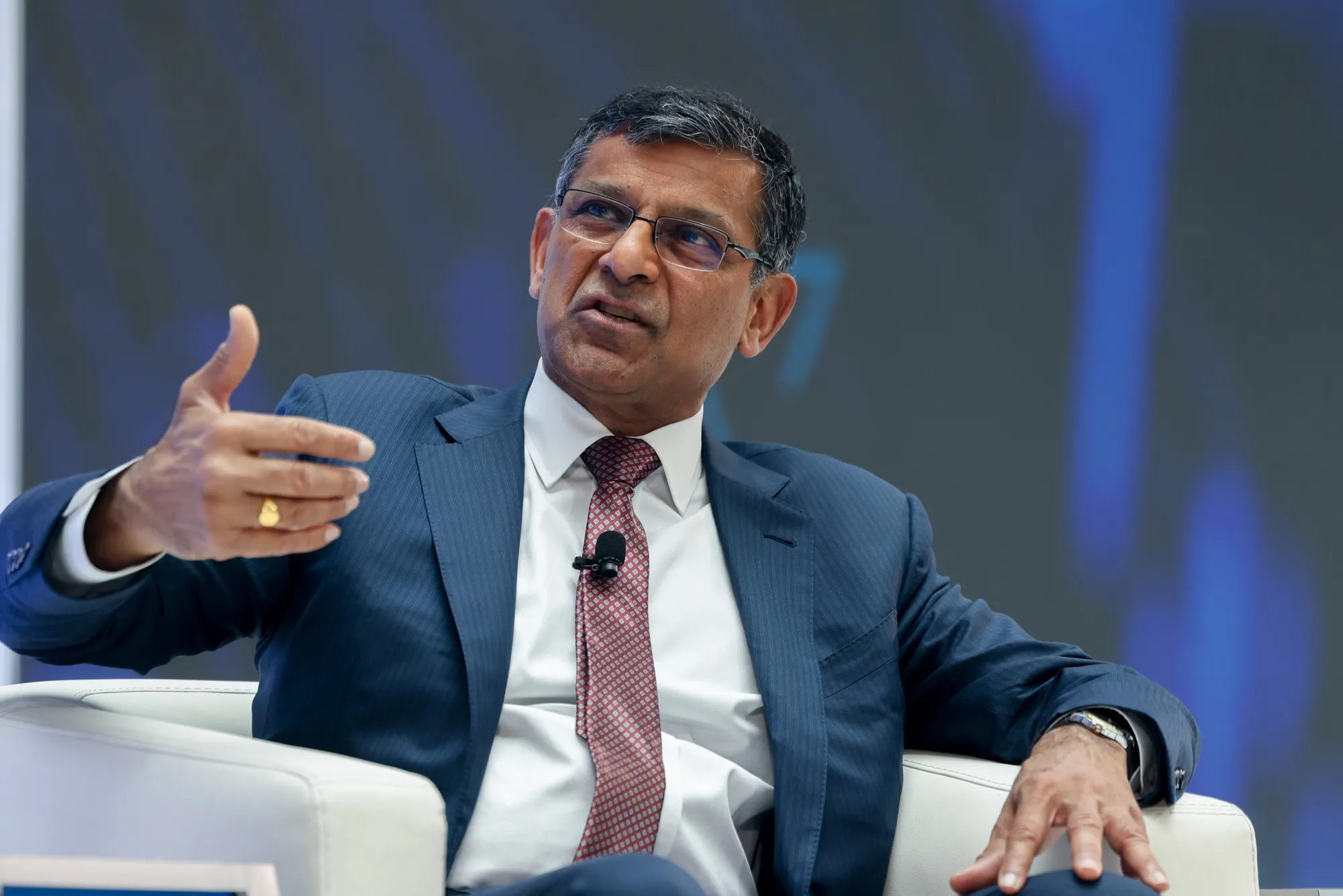 Raghuram Rajan, the Katherine Dusak Miller Distinguished Service Professor of Finance at Chicago Booth, during the International Monetary Fund (IMF) and World Bank Spring meetings at the IMF headquarters in Washington, DC, US, on Friday, April 25, 2025. The International Monetary Fund sharply lowered its forecasts for world growth for this year and next, warning the outlook could deteriorate further as US President Donald Trump's tariffs spark a global trade war.