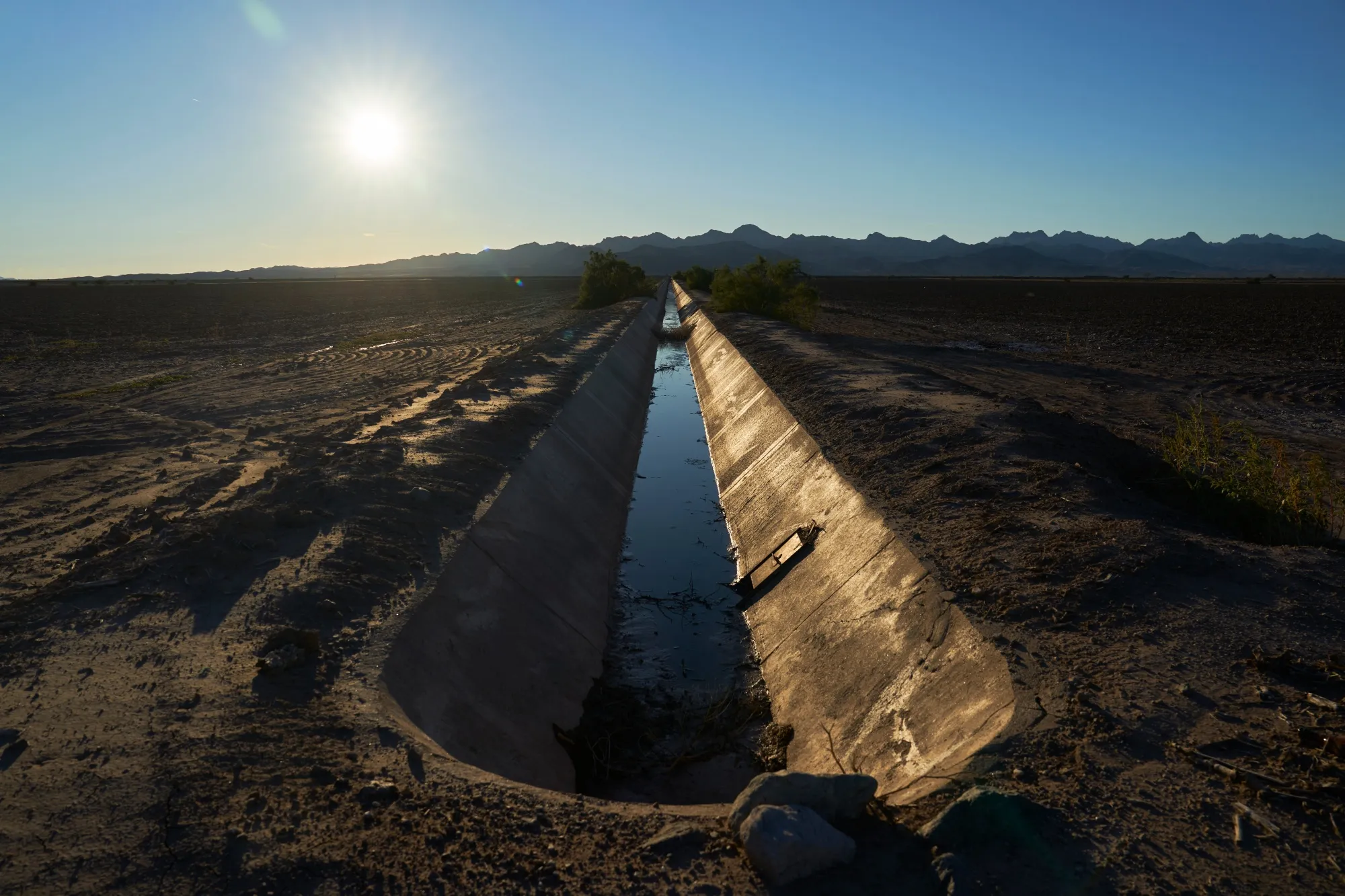 A nearly-empty irrigation canal near Ehrenberg, Arizona.