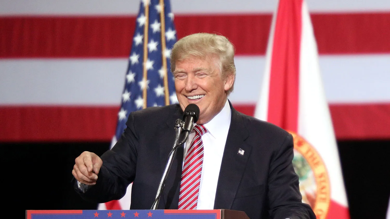 Republican presidential nominee Donald Trump speaks in Kissimmee, Florida, on Aug. 11, 2016.
