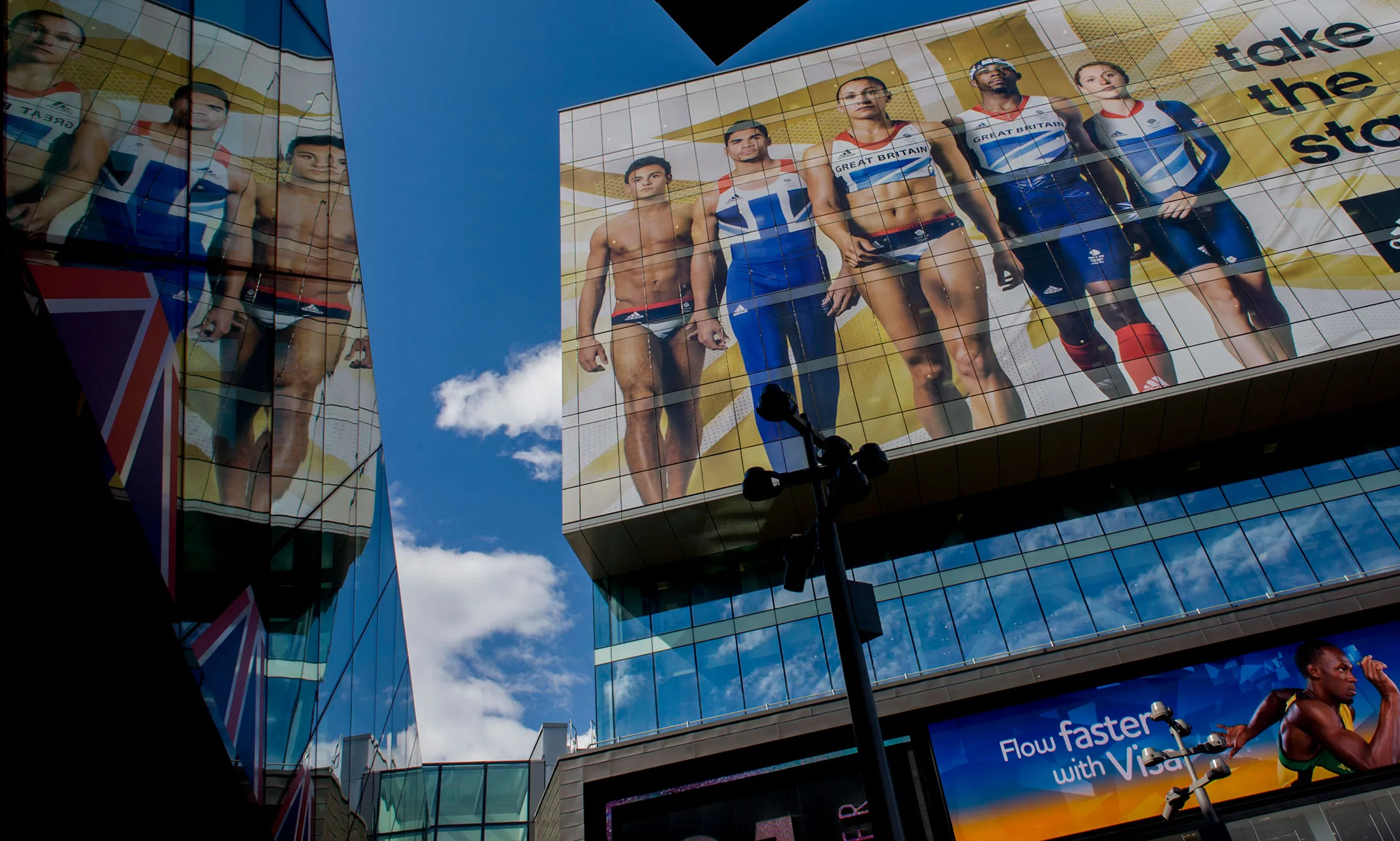 Olympics advertisement at the Westfield City shopping complex in London, in Aug. 2012.
