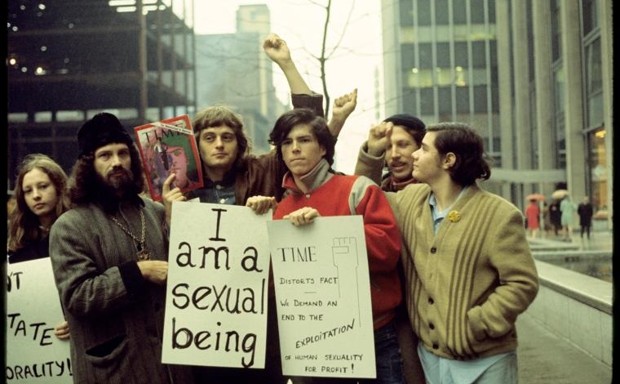 Gay Liberation Front activists picketing at the Time-Life building in 1969.