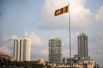 A Sri Lankan national flag flies at Galle Face Green in Colombo, Sri Lanka