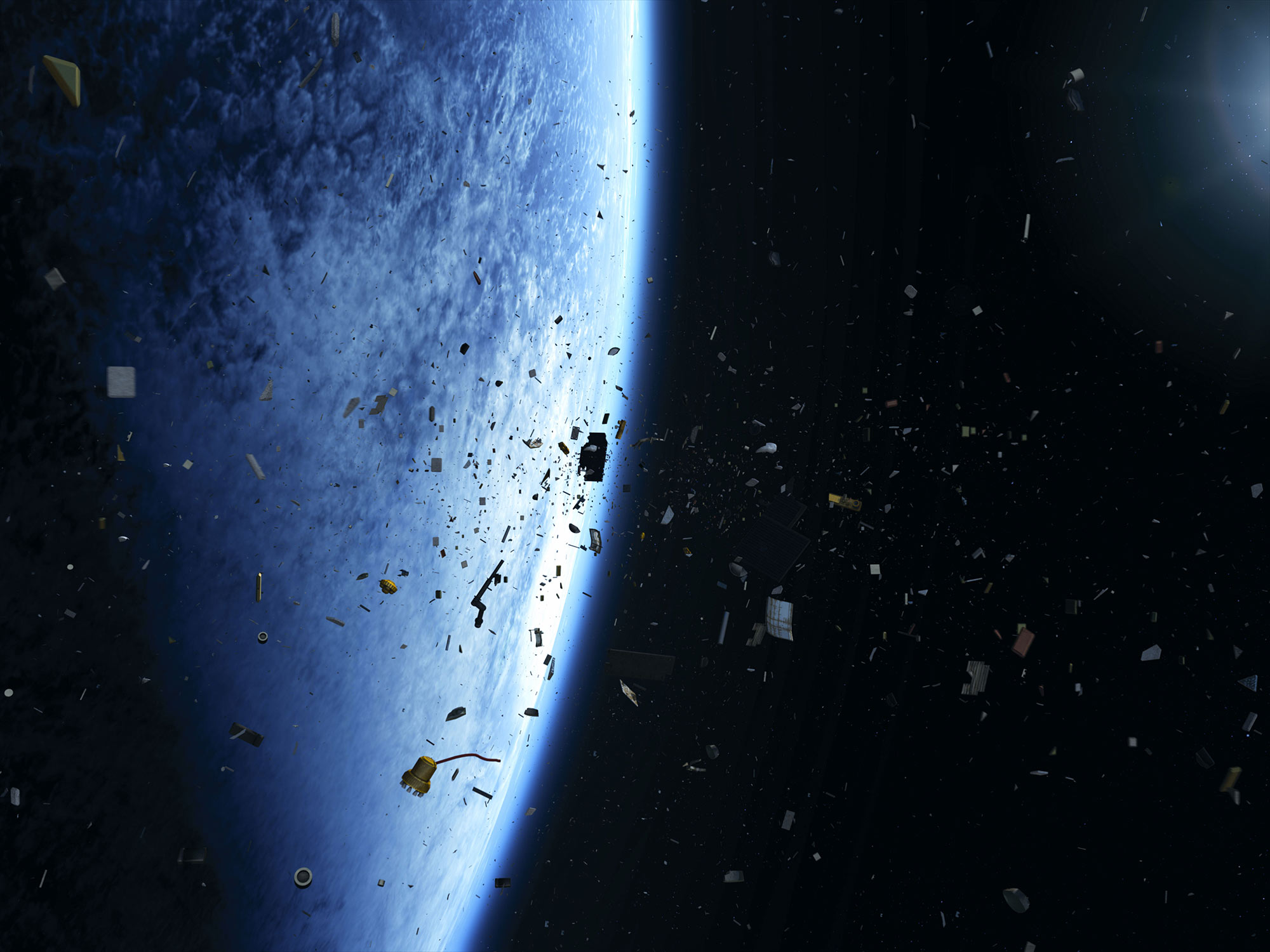 An artist's rendering of space debris.
