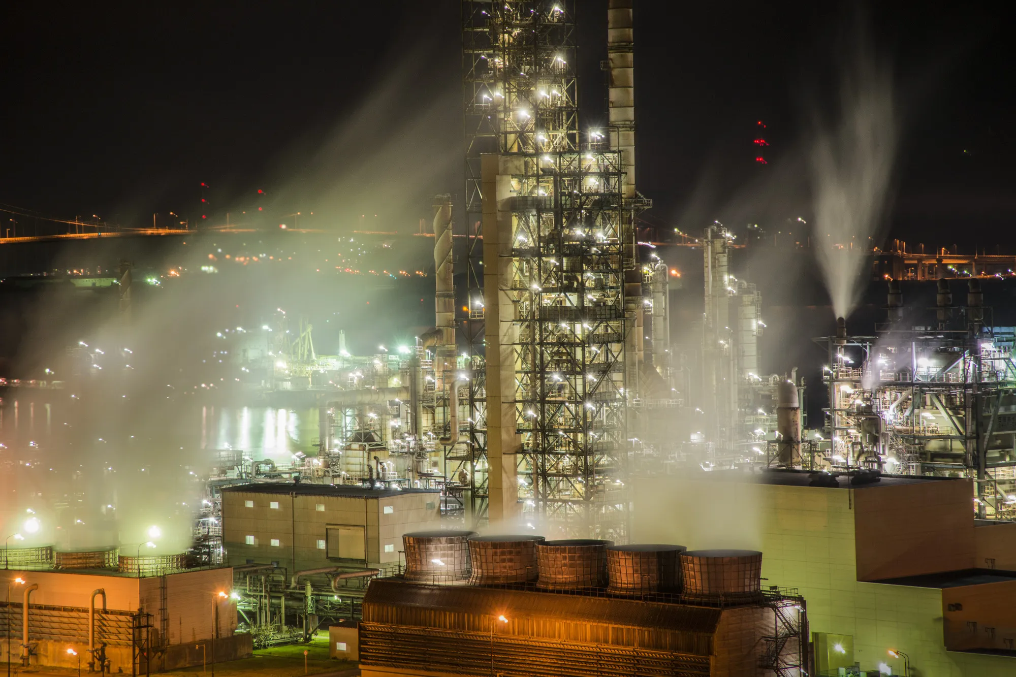 Night Views Of JXTG Nippon Oil & Energy Corp. Muroran Petrochemical Plant