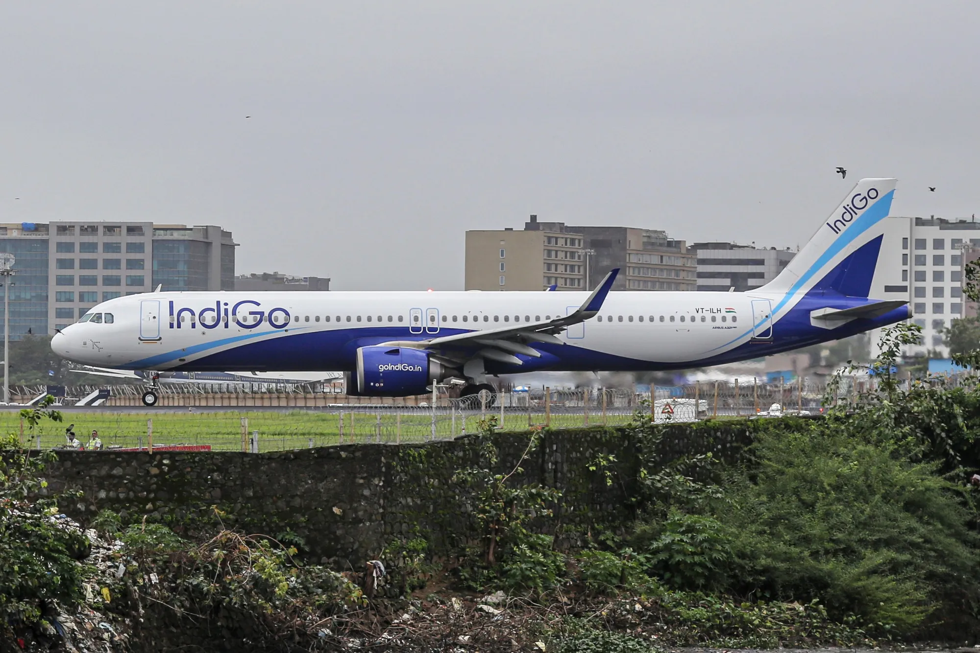 An aircraft operated by IndiGo.