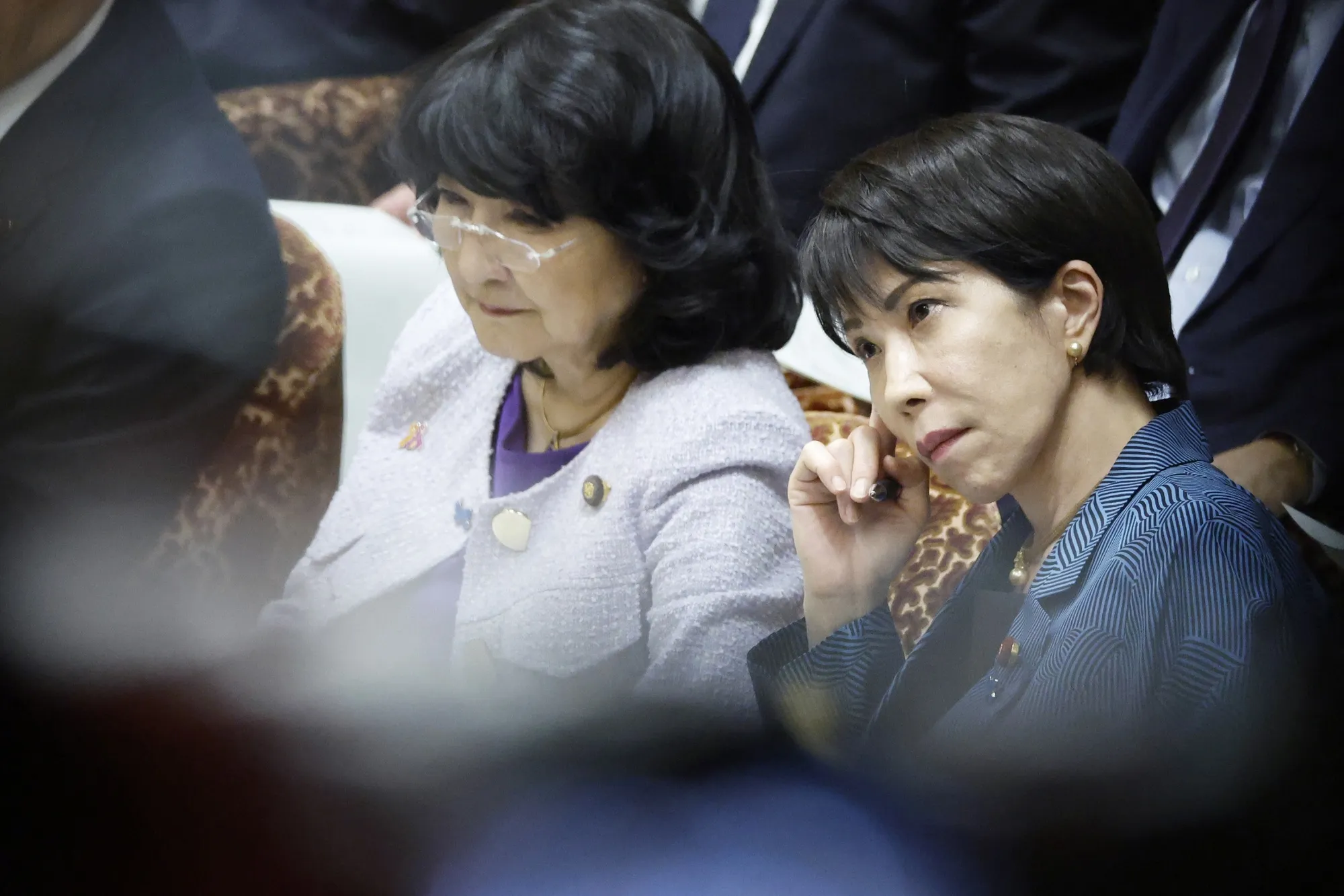 Sanae Takaichi, right, and Satsuki Katayama.