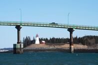 Cars cross the International Bridge on the US-Canada border.