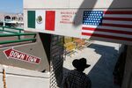 A person walks through the El Chaparral port of entry in Tijuana, Mexico.