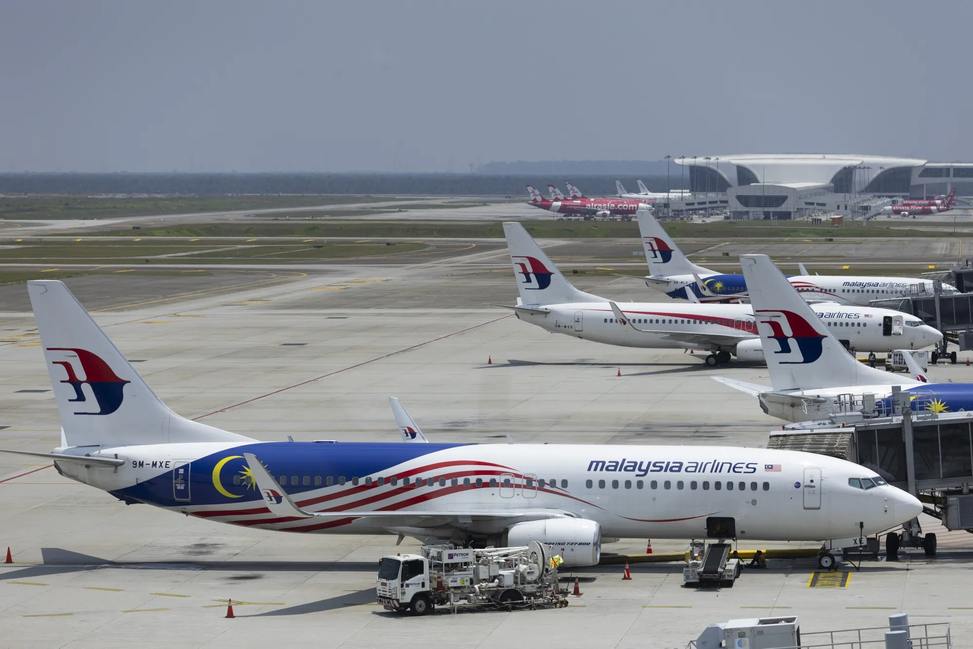 Malaysia Airlines aircraft on the tarmac at the Kuala Lumpur International Airport (KLIA) in Sepang, Selangor, Malaysia.