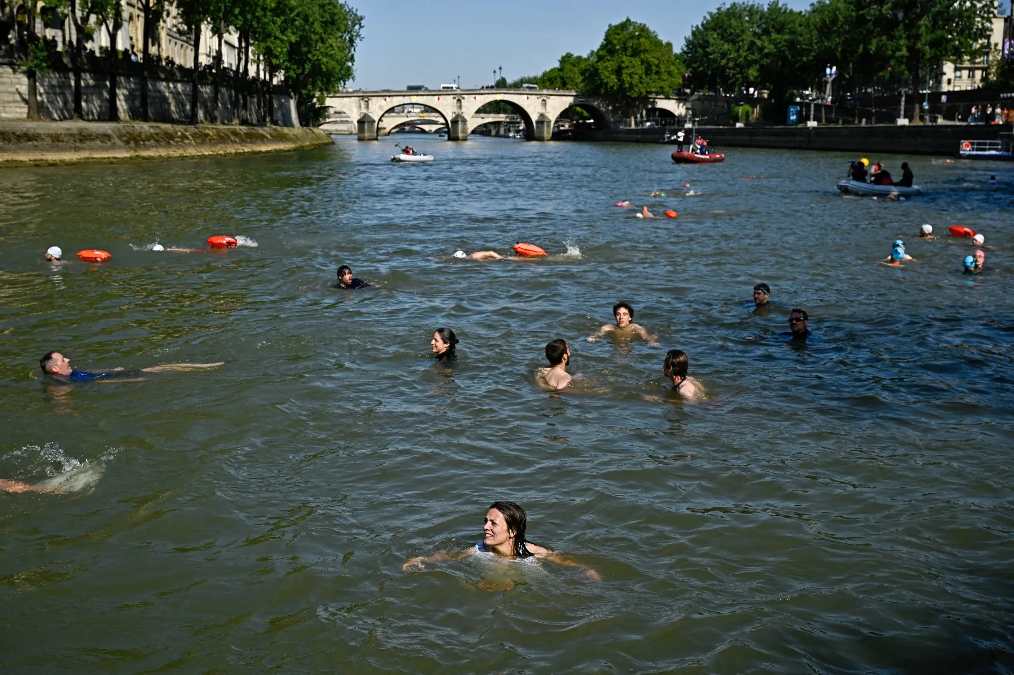 Residents swim in the Seine, which had&nbsp;been officially closed to bathers since 1923,&nbsp;on July 17.