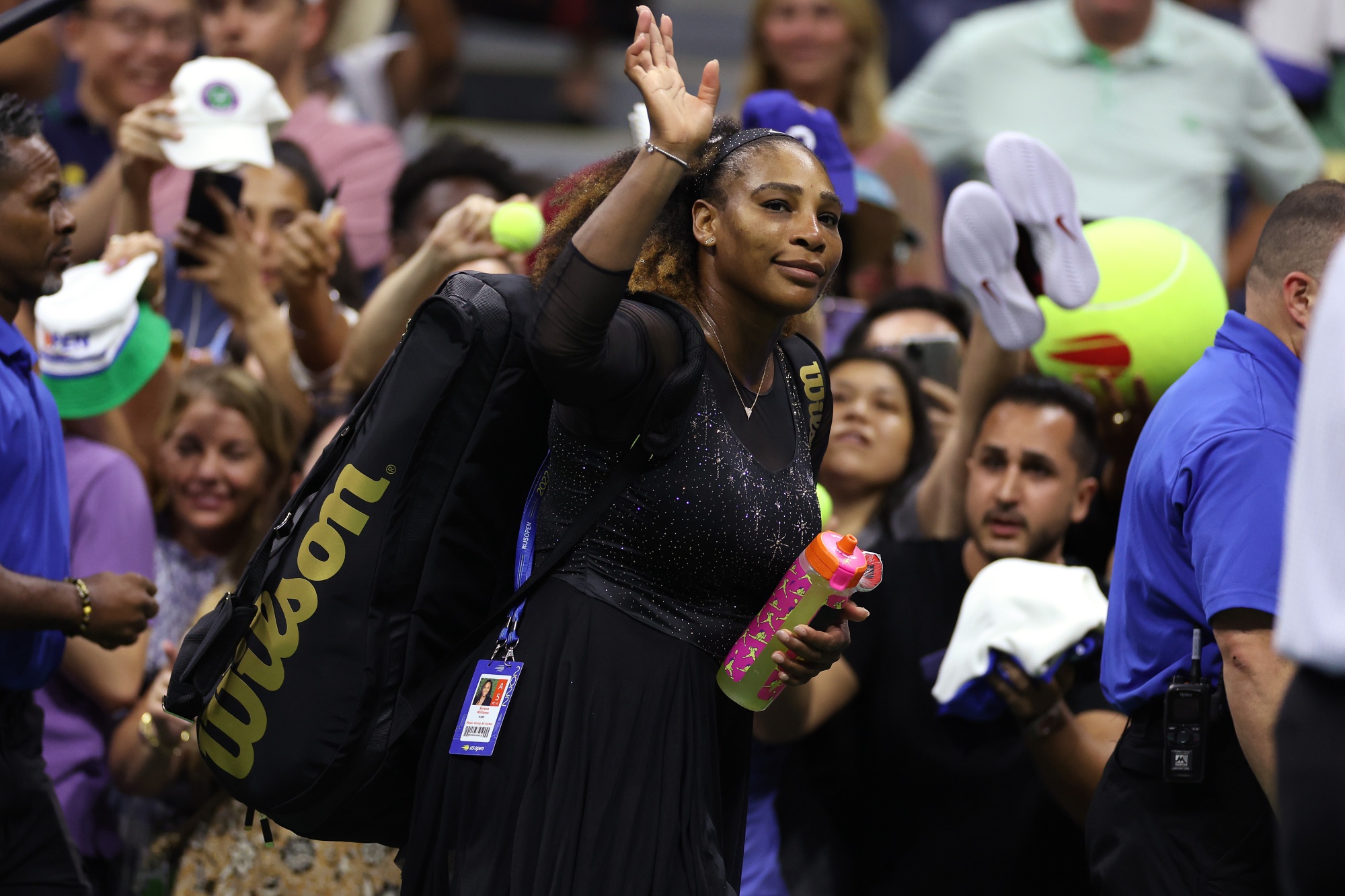 Serena Williams waves to the crowd at the&nbsp;US Open