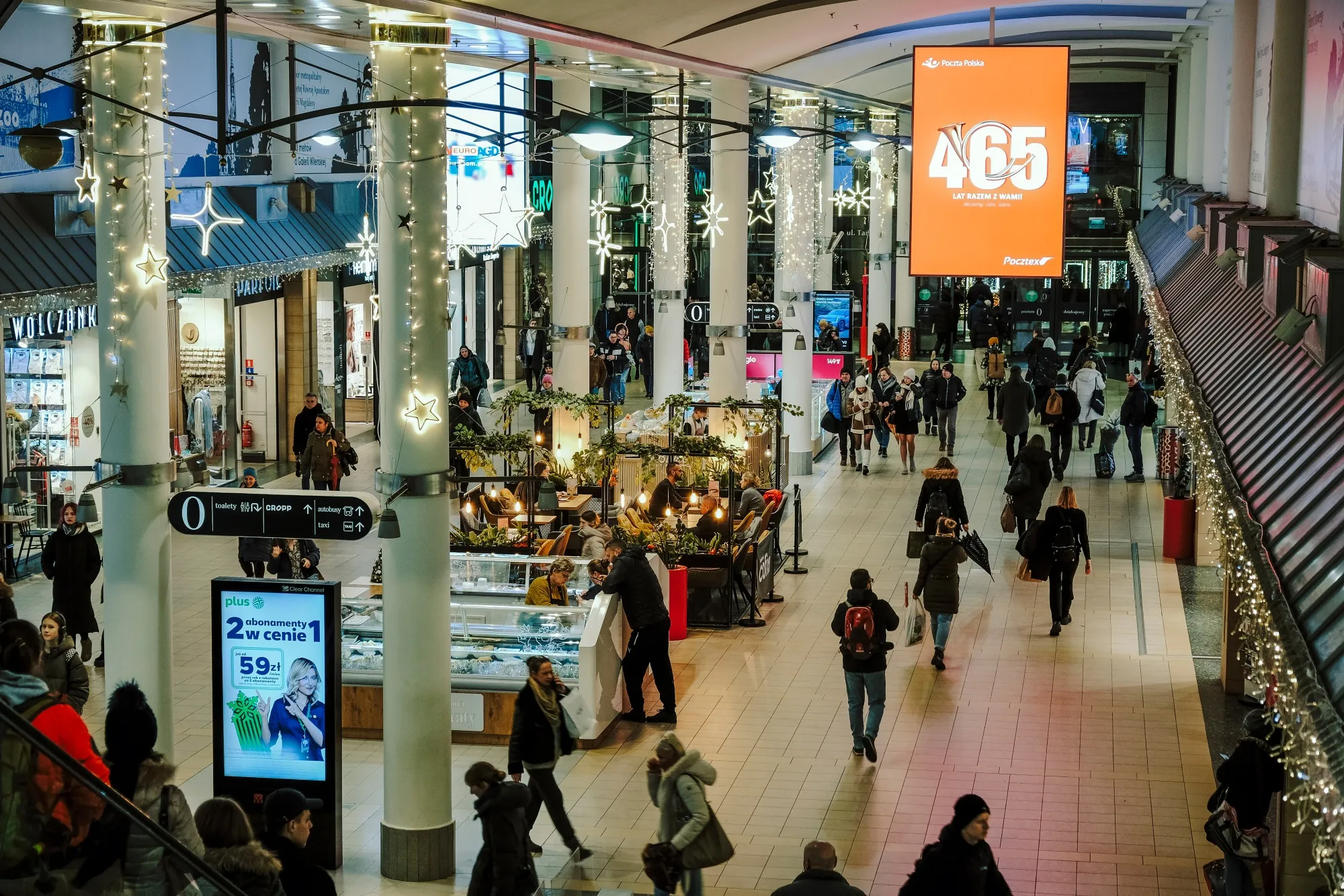Shoppers inside a mall in Warsaw.