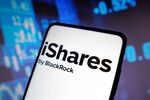 In this photo illustration, the iShares by BlackRock logo