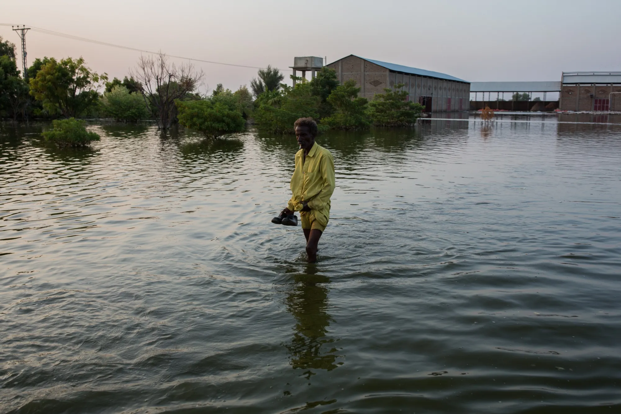 Flood&nbsp;water in Sanghar district, Sindh province, Pakistan, on Sept. 9.