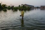 Flood water in Sanghar district, Sindh province, Pakistan, on Sept. 9.