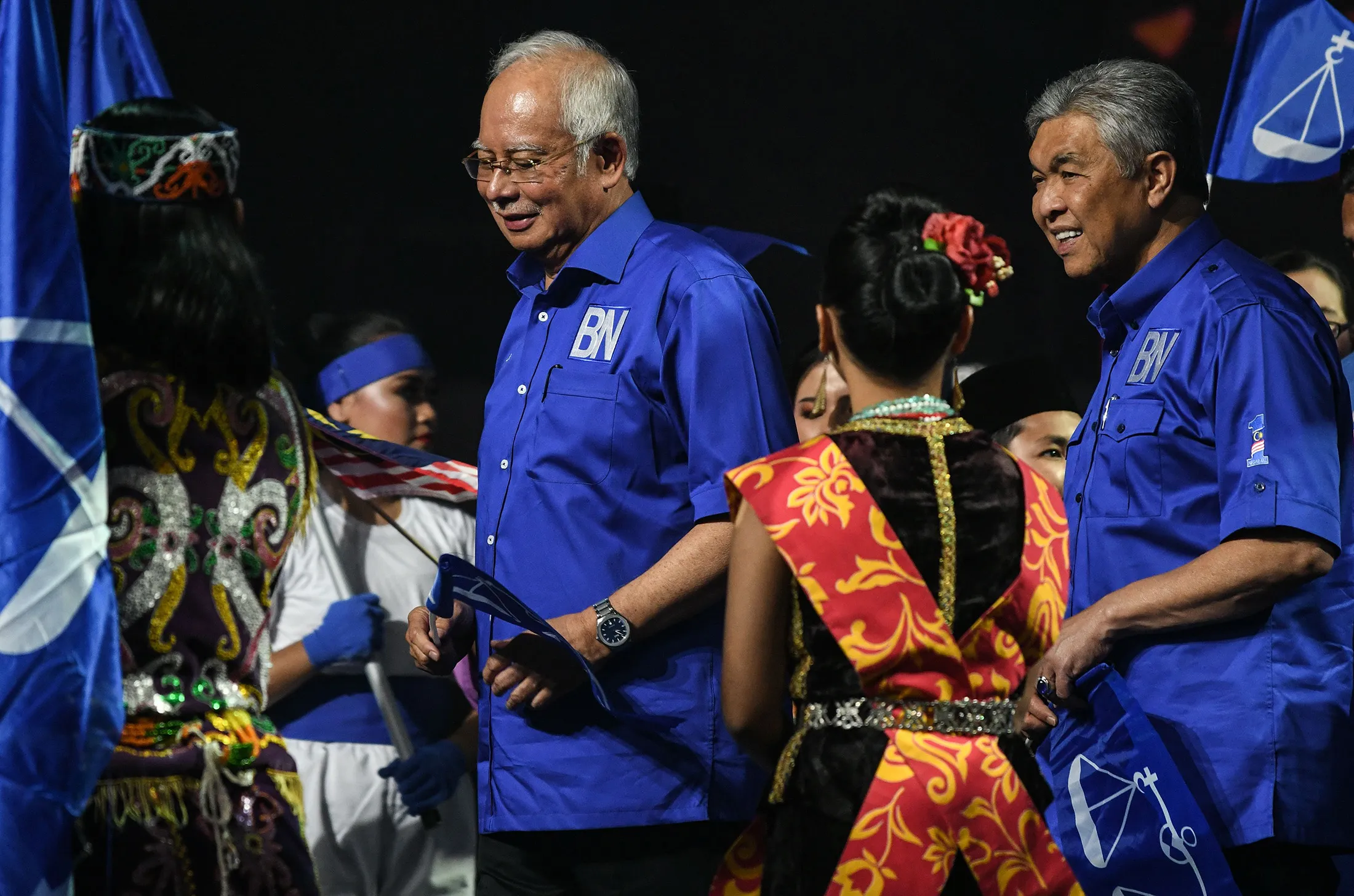 Najib Razak, left, and Ahmad Zahid Hamidi, right, on April 7.