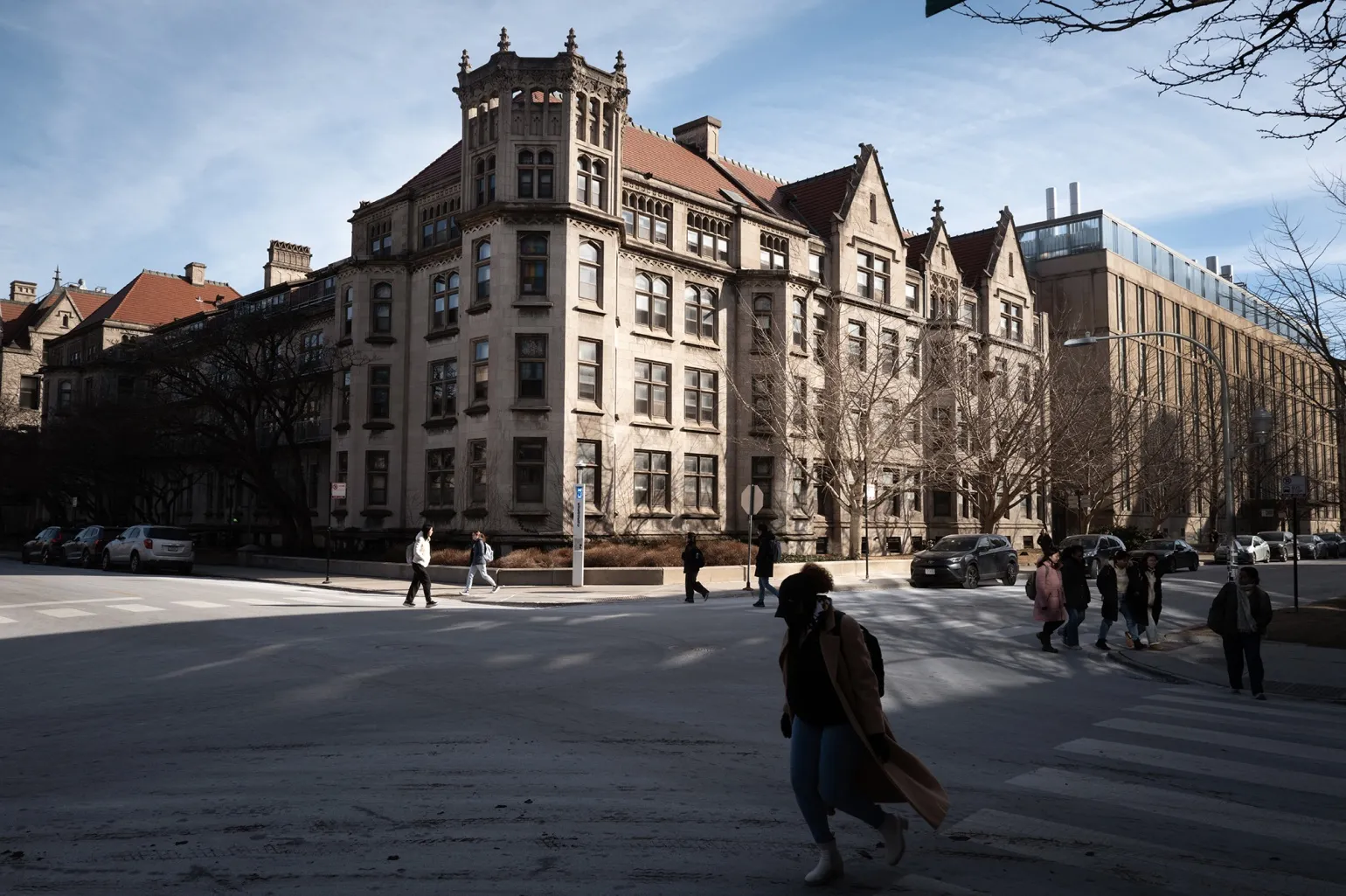 People on the campus of the University of Chicago.