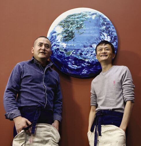 Zeng Fanzhi and Jack Ma in front of Paradise.