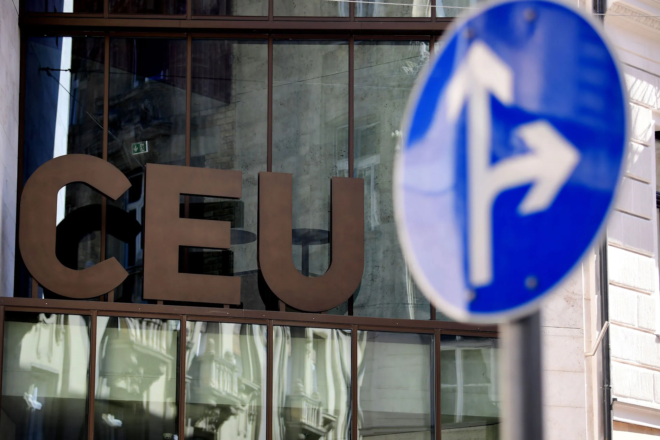 The entrance to the Central European University (CEU) stands&nbsp;in Budapest.