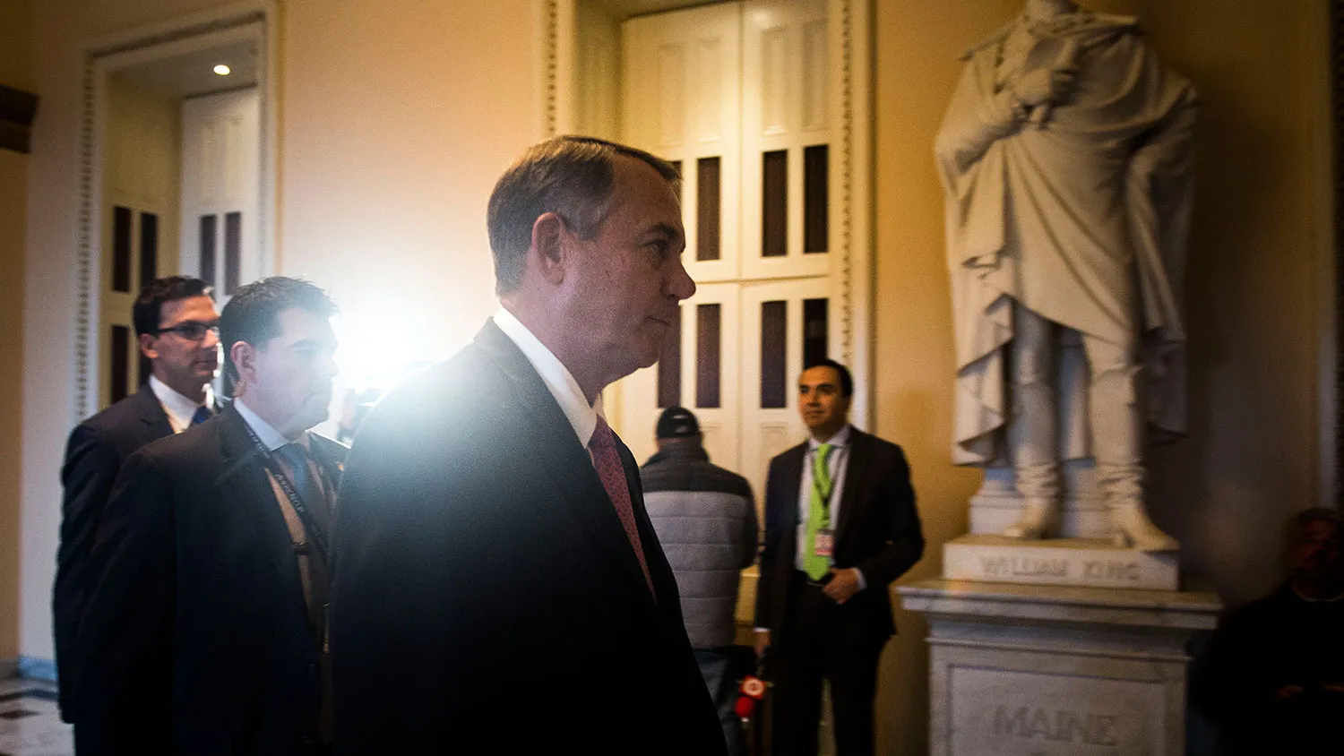 House Speaker John Boehner (R-OH) walks to the House floor to vote on the 'motion to table the Senate amendment' on the DHS Funding bill at the U.S. Capitol on March 3, 2015 in Washington, D.C.
