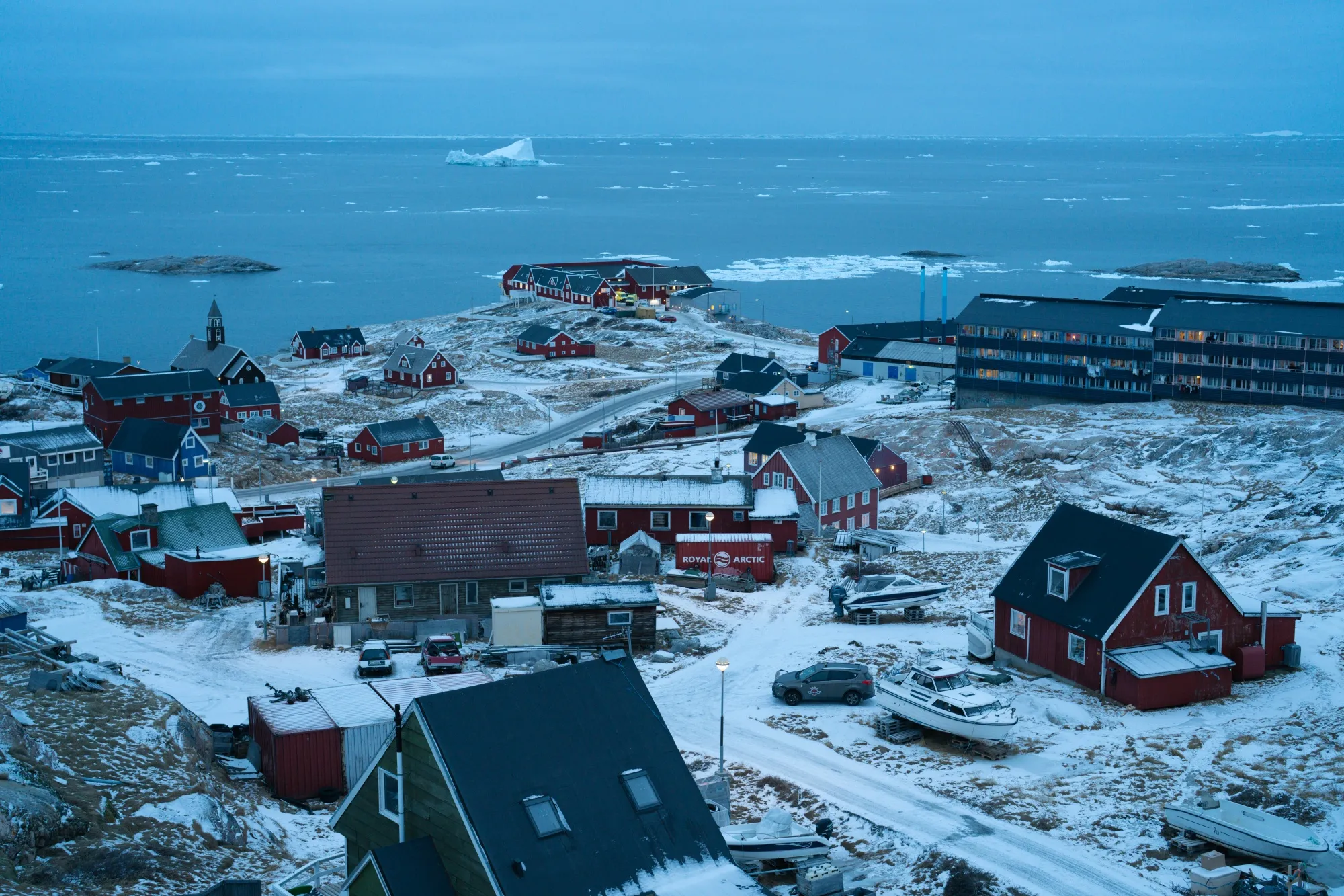 The coastline overlooking Disko Bay in Ilulissat, Greenland.