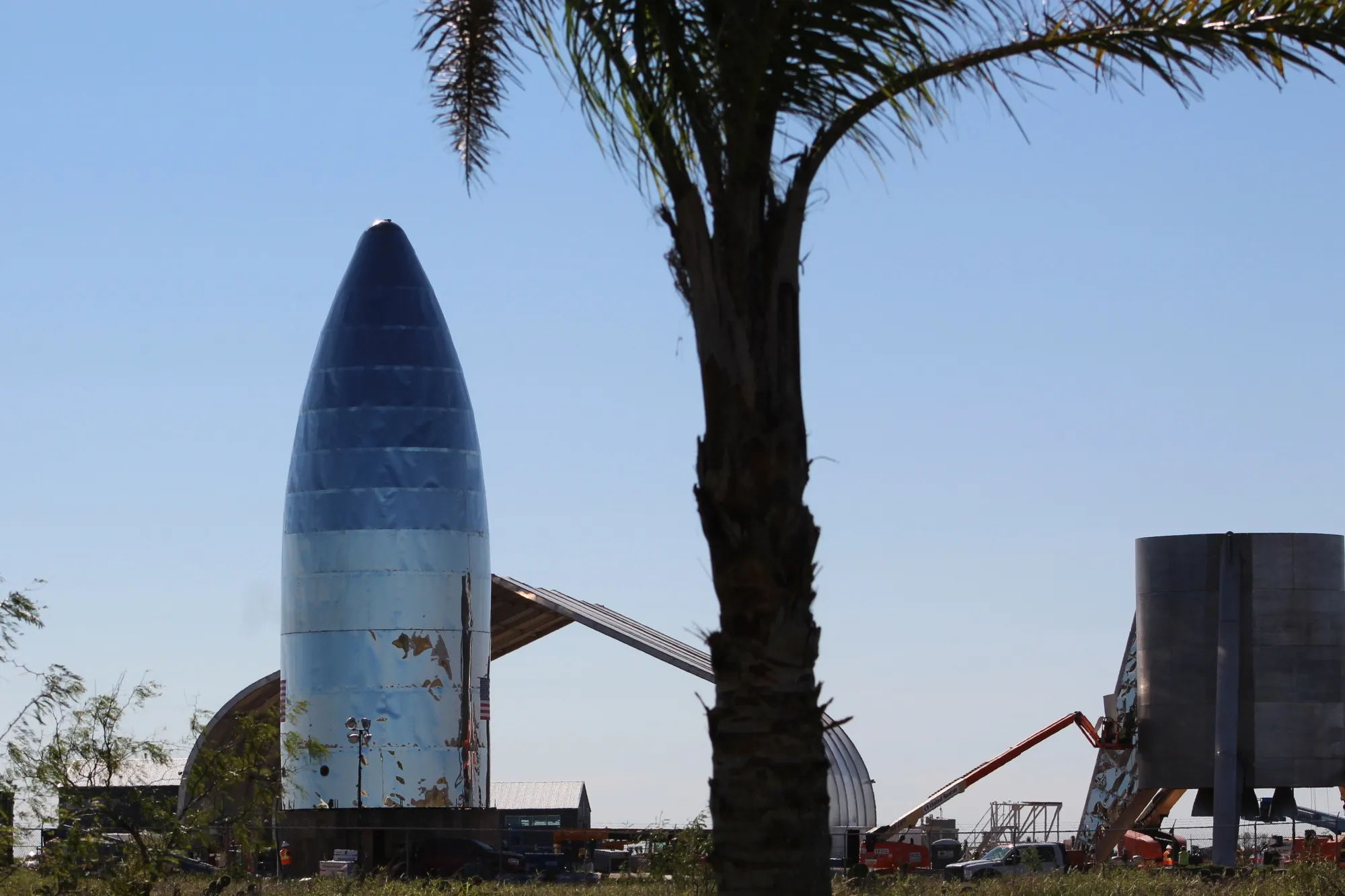 SpaceX Starship under construction near Boca Chica, Texas.
