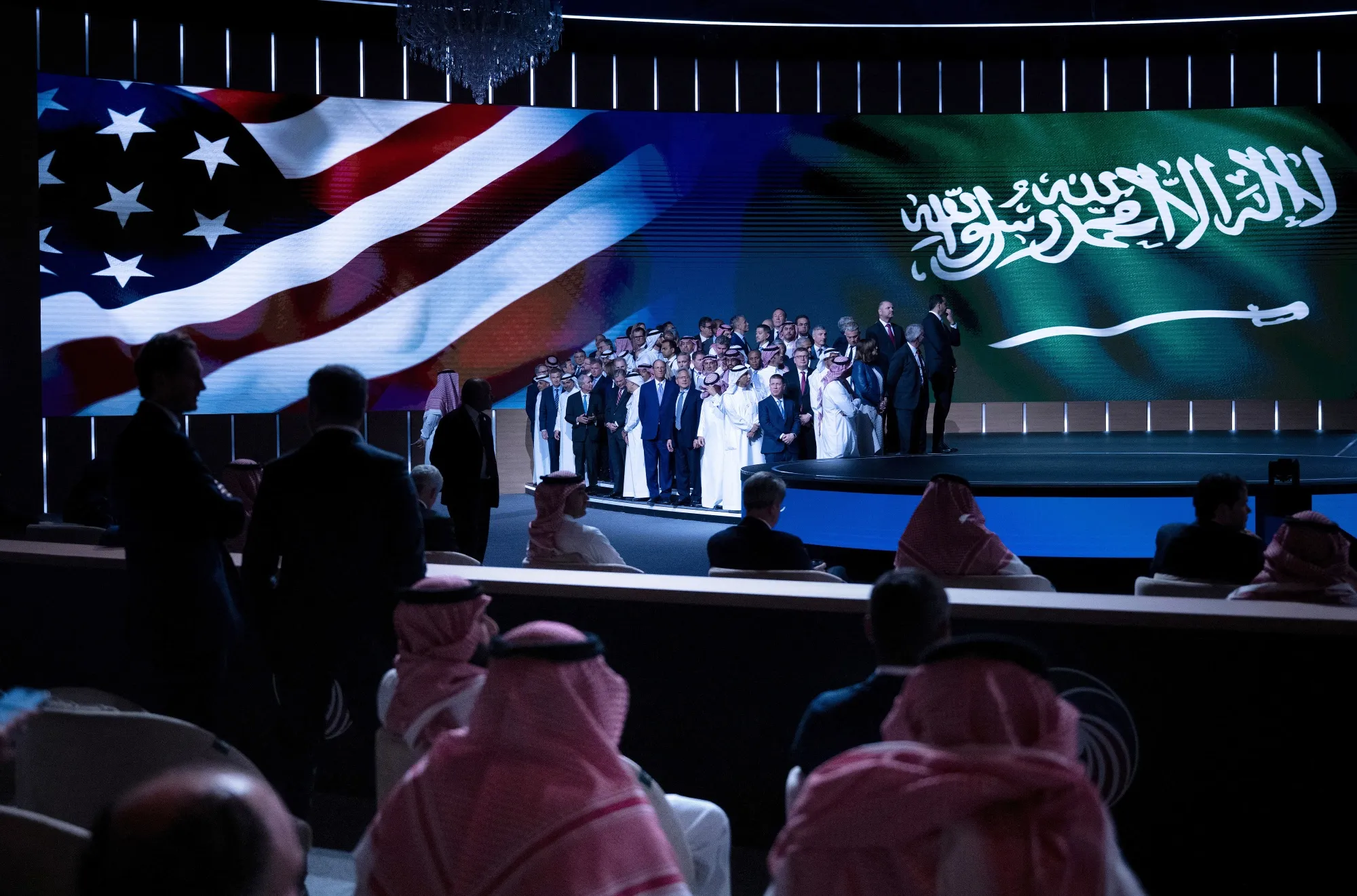 Attendees wait to hear MBS and President Trump speak during a Saudi-US investment forum on May 13.