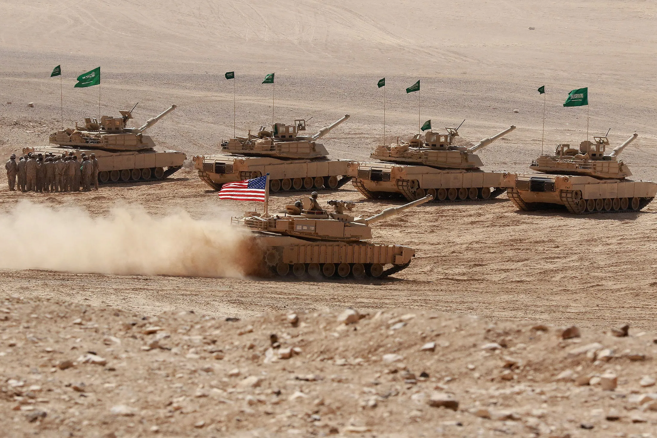 US and Saudi tanks take part in&nbsp;multinational military manuevers, in the Al-Zarqa governorate,&nbsp;northeast of the Jordanian capital Amman, on Sept.&nbsp;14.