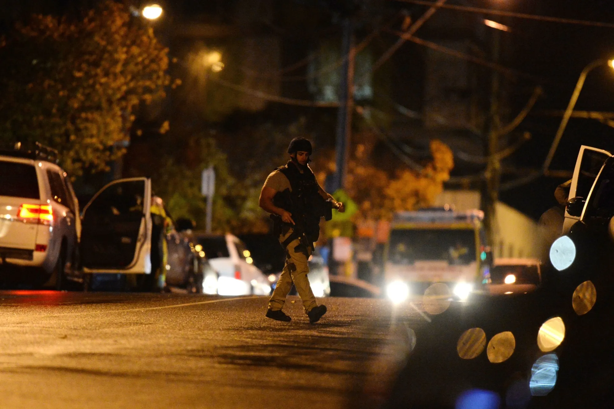 An armed police officer in the Melbourne bayside suburb of Brighton on June 5.
