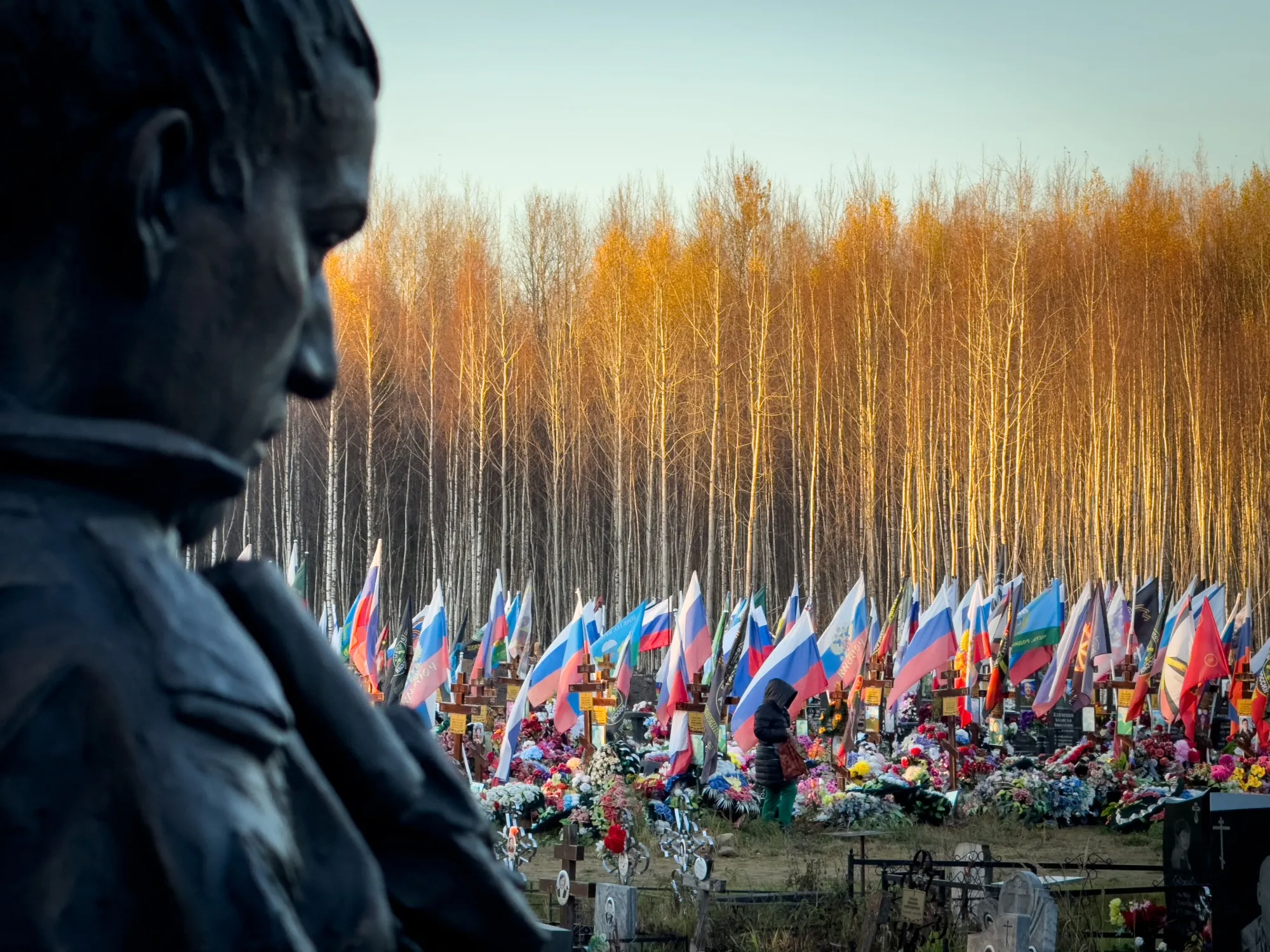 A burial site of Russian soldiers killed during fighting in Ukraine, in Kostroma, Russia.