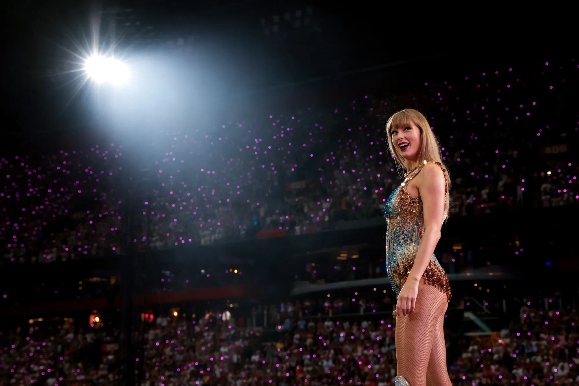 Taylor Swift performs onstage during "Taylor Swift | The Eras Tour" at Johan Cruijff Arena&nbsp;in Amsterdam, Netherlands on July 5.&nbsp;